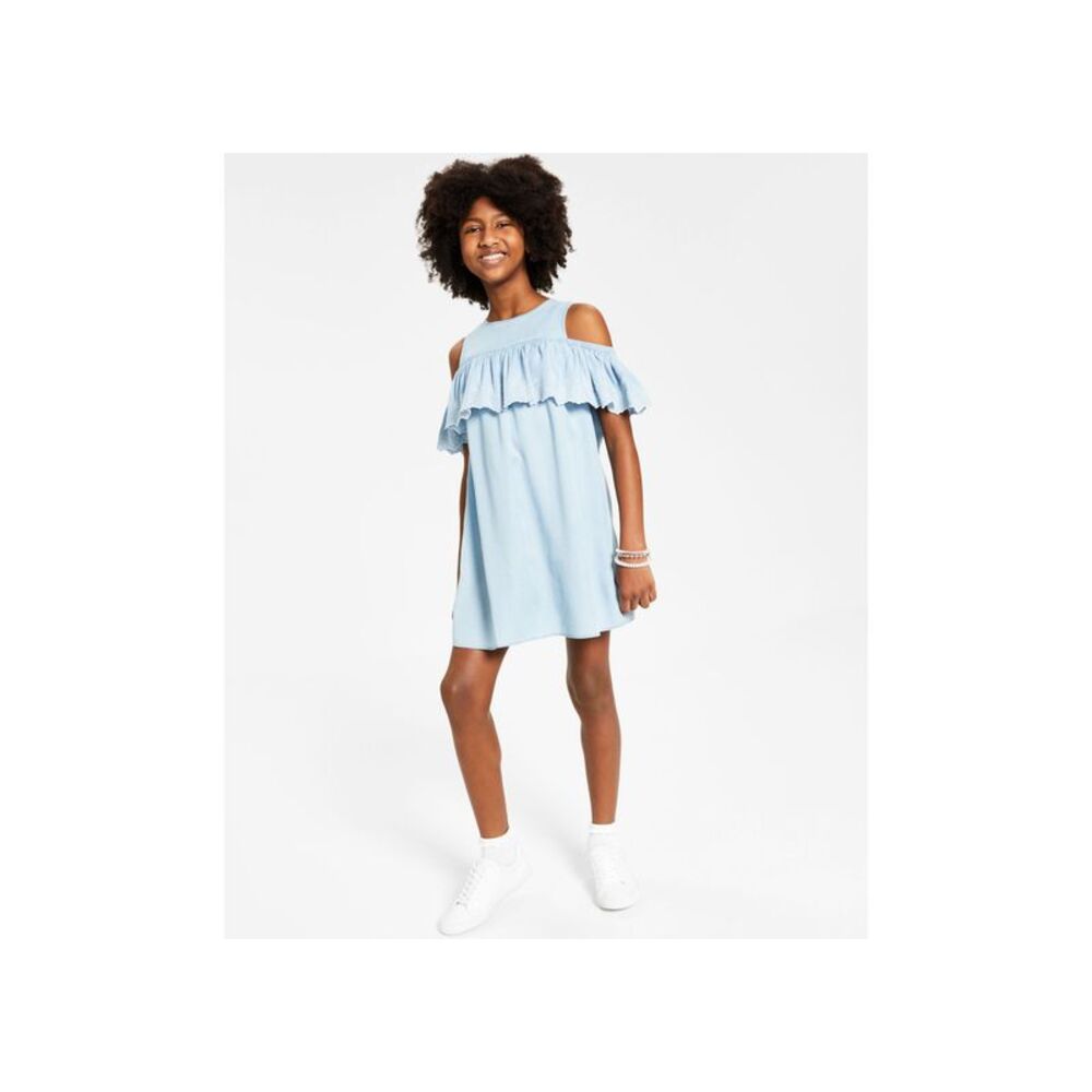 Charter Club Mommy Me Big Girls Cold Shoulder Chambray Dress